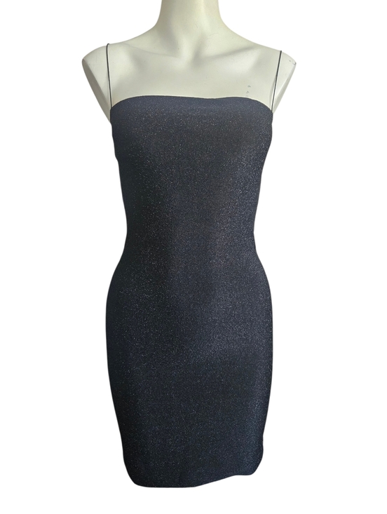 Meshki Dresses & Skirts - Meshki Black Glitter Square Neck Camisole Zipper Bodycon Mini Dress Medium